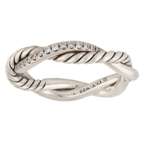 DAVID YURMAN DIAMOND STERLING SILVER 925 PETITE INFINITY BAND RING - Picture 3 of 10